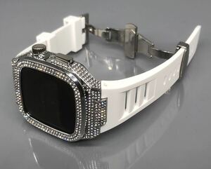 クリスタル　SH★アップルウォッチバンド ラバーベルト Apple Watch ケース　カバー　44mm 45mm ダイヤ　キラキラ