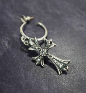 クロムハーツ/クロスフープピアス/カスタムパヴェ/新品加工/インボイス/片耳用/1円から！CHROME HEARTS