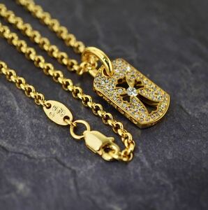 クロムハーツ/DTAGカットアウトタイニー/フルパヴェ/22K/ロールチェーン/インボイス/1円から！CHROME HEARTS