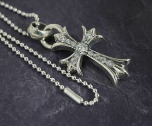 クロムハーツ/CHクロスペンダントwithベイル/カスタムパヴェ/新品加工/ボールチェーン/インボイス/1円から！CHROME HEARTS