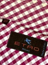 ◆送料無料！★美品＋高級クリーニング◆定価4.4万◆ETRO,エトロ 高級.長袖シャツ M~L相当 斜めチェック柄 白&赤★上質で綺麗でオシャレ！_画像10