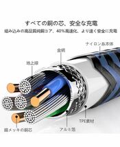 USB Type C ケーブル 3A急速充電 【3本2m+2m+2m】 USB スマホ タイプC 充電ケーブル 高耐久 高速データ転送対応 ナイロン編み_画像4