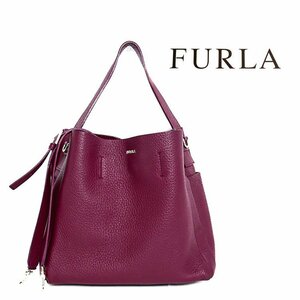 【1円/良品】フルラ FURLA カプリッチョ M ホーボー 2wayバッグ ワンショルダー トートバッグ 斜め掛け F6852 シボレザー バイオレット