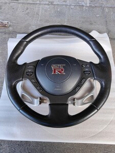 R35　GTR　GT-R　中期　純正ステアリング　パドルおまけ付き　日産　スカイライン　NISSAN