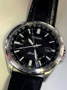 CITIZEN シチズンコレクション エコ・ドライブ電波時計 ワールドタイム CB0011-18E （ブラック）USED