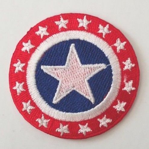 アイロンワッペン アイロン刺繍ワッペン アメリカ USA 星条旗カラー 丸 星