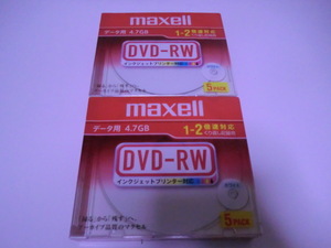 データ用　送料無料　10枚（５枚×２）maxell マクセル データ用DVD-RW 4.7GB ホワイトプリンターブル 5mmスリムケース DRW47PWB.S1P5S A