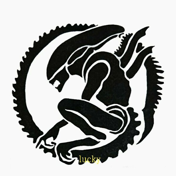 ヴィンテージ レトロ 転写 ステッカー 車 カッティングステッカー シール シート デカール エイリアン 動物 海外 映画 白黒 装飾 luk10