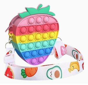 プッシュポップ バッグ スクイーズ イチゴ 虹 かわいい 知育玩具 プレゼント