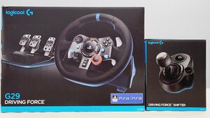 △【3】現状品 Logicool G29 DRIVING FORCE/SHIFTER ドライビングフォース シフター セット ロジクール PS3/PS4 同梱不可 1円スタート