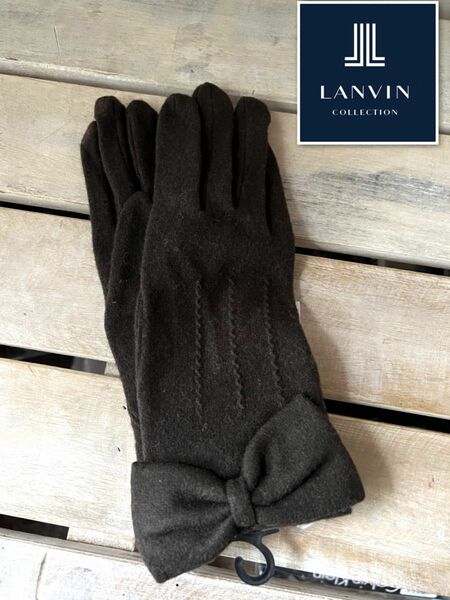 新品 ランバンコレクション★タッチパネル対応手袋 濃茶 LANVIN