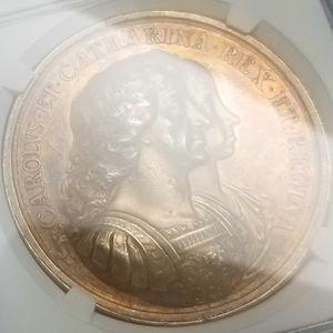イギリス チャールズ2世 英国植民地 1670年 銀メダル NGC MS62