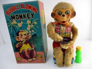 アルプス1960年代製　　Bubble Blowing Monkey　箱付きほぼ完動美品　高さ約28cm