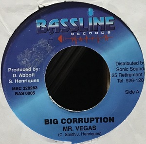 [ 7 / レコード ] Mr. Vegas / Big Corruption ( Reggae ) Bassline Records レゲエ 