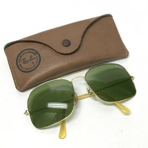 Q11-66 レイバン サングラス ゴールド グリーン系 ケース付き B&L Ray-Ban USA Winner 58□16 ボシュロム レイバン ウィナー ヴィンテージ