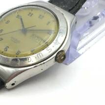 ◯D10-97 swatch/スウォッチ 3針 Day-Date デイデイト メンズ クォーツ 腕時計 レザーベルト_画像2