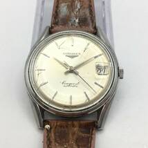 ◯O10-158 LONGINES/ロンジン Conquest コンクエスト 3針 Date デイト メンズ 自動巻き 腕時計 レザーベルト 稼働品_画像1