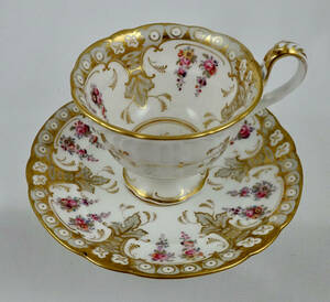 アンティーク ブラウン ウェストヘッド-ムーア ティーカップ-ソーサー 1850年頃アンティーク 骨董品 ビンテージ