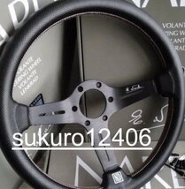 スポーツステアリングホイール レザーステアリング ハンドル PVCレザー 350mm 14インチ _画像4