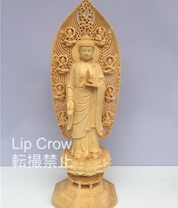 総檜材 精密彫刻 薬師如来立像 仏像 43CM 仏教工芸品 木彫仏教