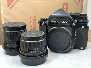 PENTAX 67・smc PENTAX 6x7 1:4 55mm・Super-Multi-Coated TAKUMAR/6x7 1:2.4/105 中古カメラ【福CR-867】