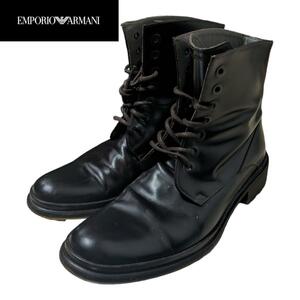 40 EMPORIO ARMANI ダークブラウン レースアップブーツ エンポリオアルマーニ