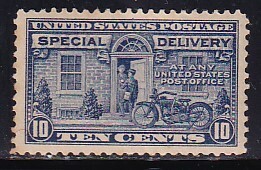 35 米国【未使用】＜「1922 SC#E12 速達切手・オートバイによる配達 10c」 ③ ＞ 