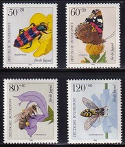 2 西ドイツ【未使用】＜「1984 SC#B616-B619（付加金）青少年福祉・花と昆虫」 4種完 ＞ _画像1