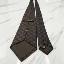 極美品 LOUIS VUITTON ルイヴィトン 現行デザイン ネクタイ シルク ダミエ ワンポイント LV ジャガード クラヴァット ブラウン 茶色_画像6