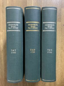 Du Pont, Physiocratie, 6 Vols. in 3. デュポン編『フィジオクラシー』　復刻版