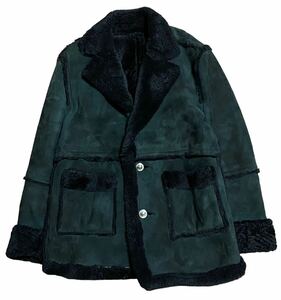  Britain made top class real mouton ranch coat black L