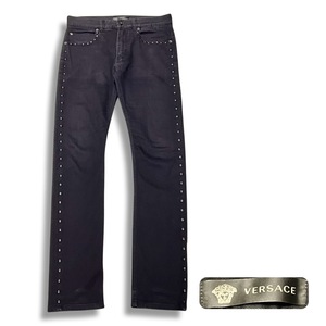 Versace Versace Taylor Fit Studs Strafts Strate Cotton Chants Black Size 30 Men's Ginuine