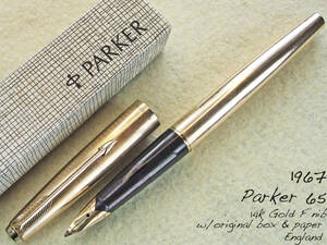 ◆箱付◆1967年製 パーカー 65 万年筆 12金RGキャップ 14金F イギリス◆ 1967 Parker 65 12C RG 14K F nib England◆