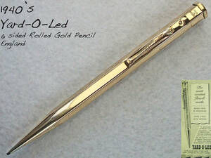 ◆レア◆1940年代製 Yard-O-Led 6角ゴールドペンシル イギリス◆ 1940's Yard-O-Led 6 sided Rolled Gold Pencil UK◆