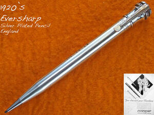 ◆稀少◆1920年代製 エヴァーシャープ シルヴァーペンシル イギリス◆ 1920’s Eversharp Silver Plated Pencil England◆