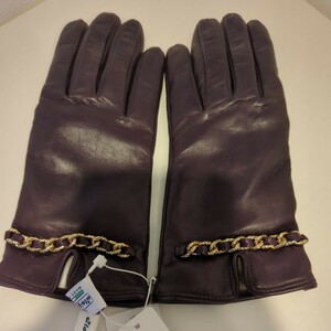 ITALGUANTO イタルグアント レザーグローブ 革手袋 TOMORROWLAND イタリア製 羊革 ダークパープル 紫 未使用品