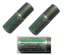 複数回注入型 新品正規品 デュポン(S.T.Dupont)ライター専用ガスボンベ(緑色 グリーン）2本セット_画像1