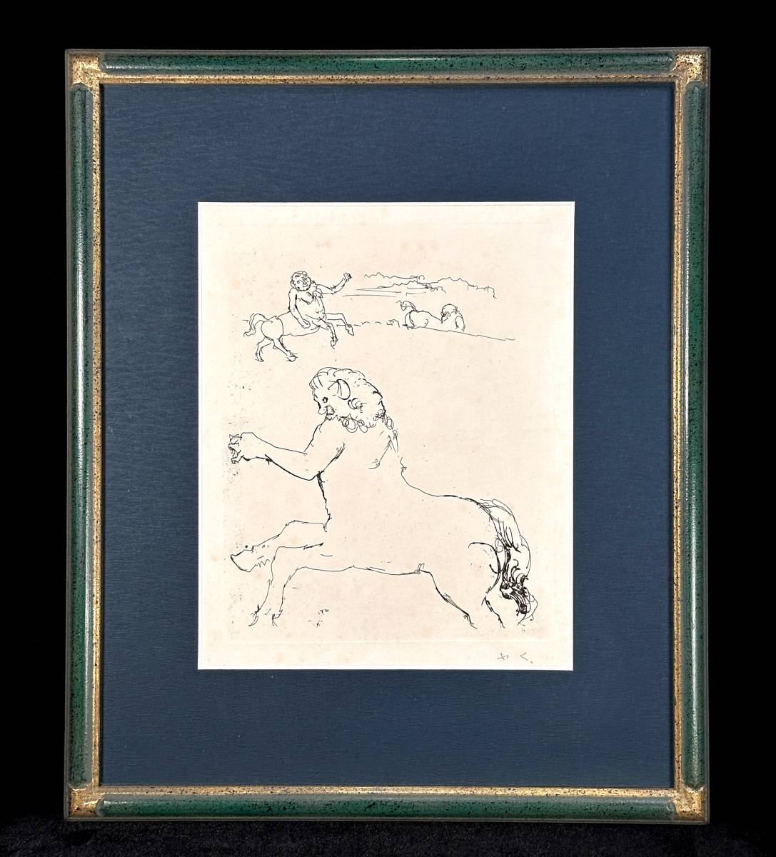 [Authentic work] Ichiro Fukuzawa 1969 Centaur Etching Painting Autographed Art Framed Item Width 38cm Height 45.5cm, artwork, print, copperplate print, etching