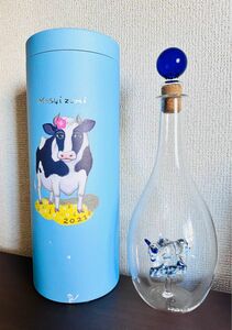 ★限定品！プレミアム★酒なし★満寿泉の限定干支ボトルと箱 2021うし★ガラス細工 ディスプレイ インテリアボトル