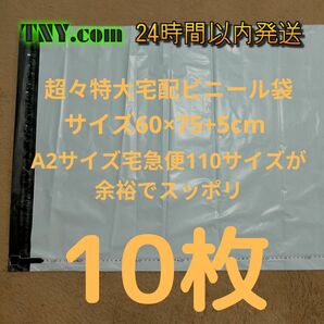 最大MAXサイズ 宅配ビニール袋 10枚 60×75+5cm WHITE