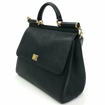 超美品 D&G ドルチェ＆ガッバーナ シシリー 2WAYバッグ ハンドバッグ ショルダーバッグ トート バッグ 黒 DOLCE&GABBANA 正規品 最落無_画像3