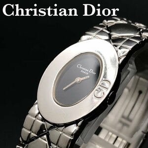 稼働品 Christian Dior クリスチャン ディオール レディディオール 腕時計 BT交換済 黒文字盤 SS QZ レディース ウォッチ 正規品 最落無