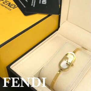 直営店購入 稼働 美品 FENDI フェンディ オーロック バーティカル 腕時計 FFロゴ ゴールド/ダイヤ FOW958 A2YO レディース QZ Gカード/箱付