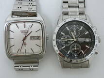 ‡ 0298 SEIKO メンズ 腕時計 5点+折りたたみ 目覚まし時計 全6点まとめ 7T92-0DW0/0923-5000/5E21-5C10等 未稼働 ジャンク 現状品_画像3