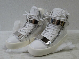 ◆Giuseppe Zanotti Design ジュゼッペ ザノッティ ハイカット ジップアップ カーフレザー スニーカー 靴 ホワイト/白 41/中古