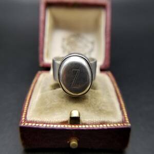  Mexico Vintage letter Z alphabet initial oval presence 925 Vintage silver ring ring jewelry 10g Y13-B