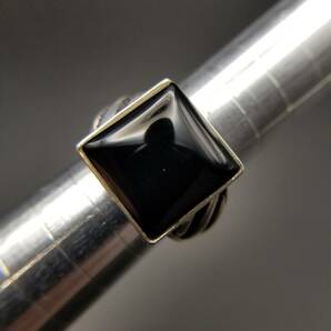 ブラックオニキス スクエア 大粒 斜め カット 925 ヴィンテージ シルバー リング 指輪 ジュエリー 12.5g Y13-Eの画像9