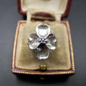  metal flower motif solid presence sterling cute Vintage silver ring ring jewelry import Y13-D