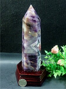 「在庫処分」約:214mm天然～愛の守護石～夢幻紫水晶アメジスト六角柱175G2-113G25b