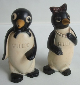 難あり品 VINTAGE KOOL クール WILLIE & MILLIE ソルト＆ペッパー SALT & PEPPER ペンギン 人形 ビンテージ アメリカ企業物 たばこ 煙草